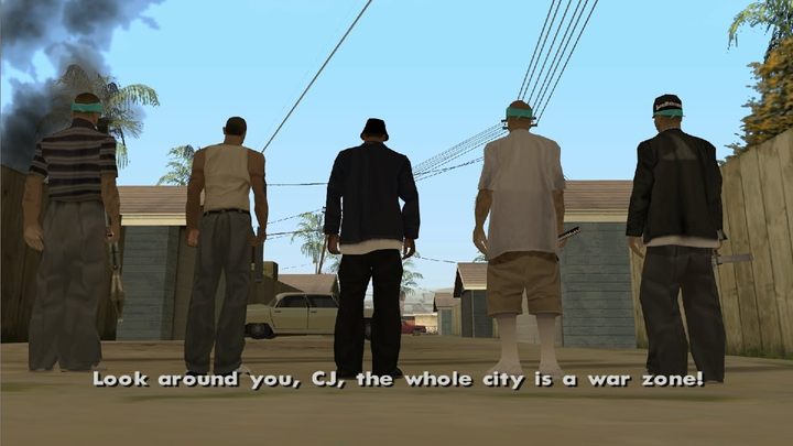 "Look around you, CJ, the whole city is a war zone!" – the 1992 Los Angeles riots are depicted as the Los Santos riots. - Rap, Riots, and Gangs of LA – True Story Behind GTA: San Andreas - dokument - 2020-06-05