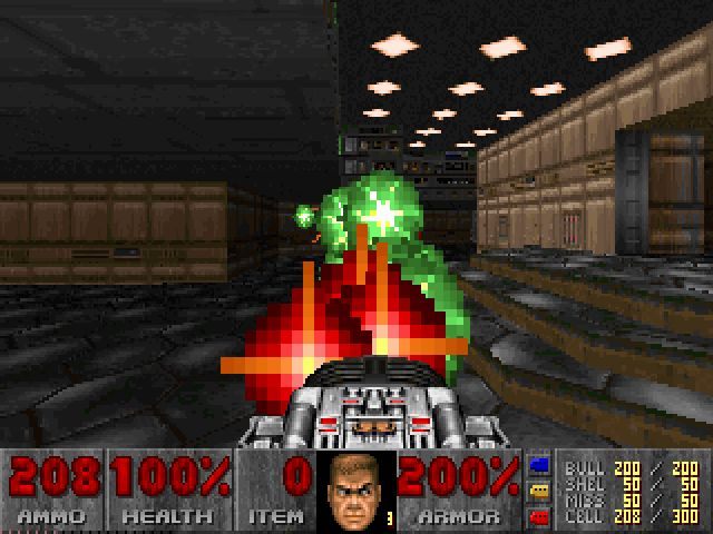 BFG 9000 from Doom, here still in working form, shooting colorful energy orbs. - 2016-01-09