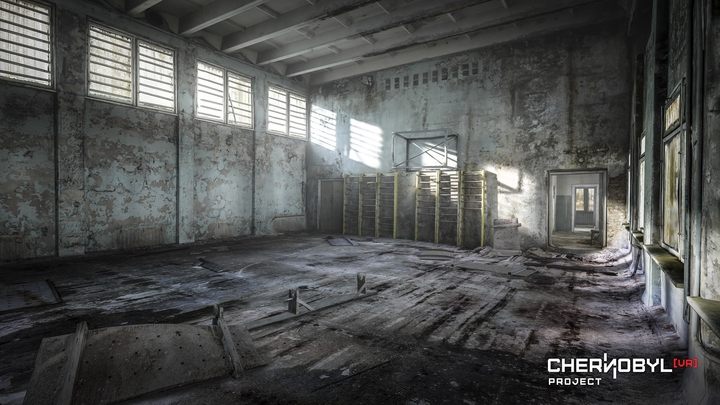 The ruined gymnasium is one of the many spaces in school, which is the biggest location we were able to visit. - 2016-06-21