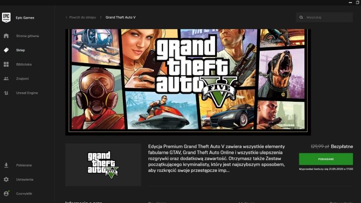 Interest in the GTAV was so great that even two days after the start of the giveaway, Epic's servers were still overloaded. - Free GTA 5 Spells Checkmate from Epic Games - dokument - 2020-05-20