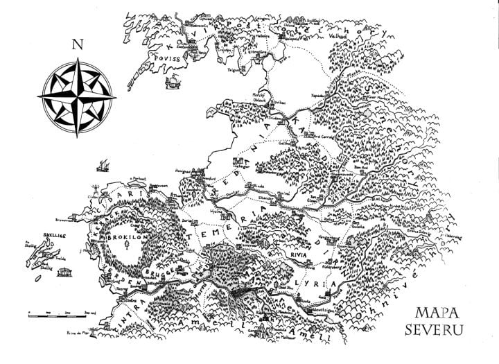 A map of The Witcher's universe designed by a Czech translator, Stanislav Komarek. Michal claims that Sapkowski considers it as the best one, so he based most of his work on it – by recreating cartography of The Witcher world. - Why is Geralt's medallion flat? Platige Image's Michal Niewiara about the Witcher from Netflix - dokument - 2019-12-16