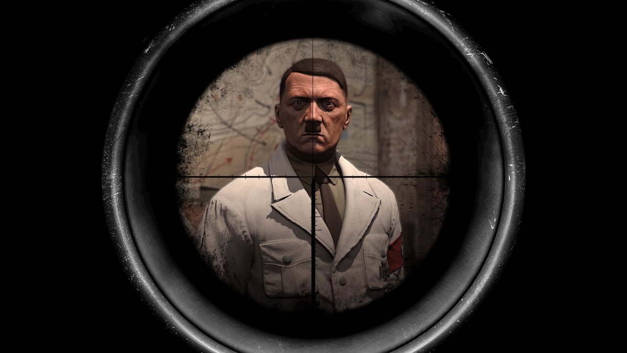 Sniper Elite series lets you shoot Adolf Hitler, but the swastika on his arm was replaced with a made up symbol. - 2015-02-17