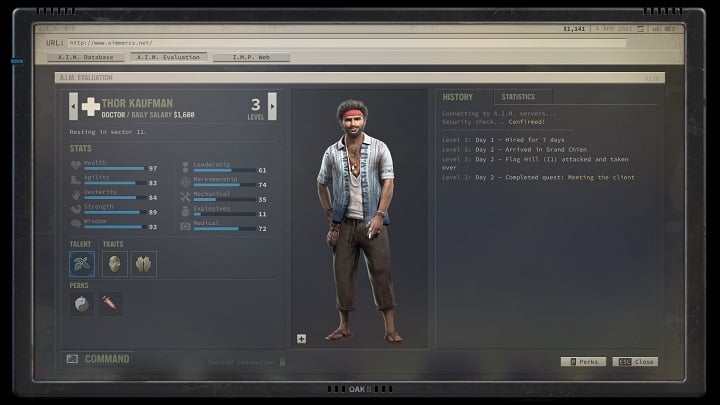 From the browser level, you can quickly check the characteristics of hired mercenaries. Photo source: Jagged Alliance 3 - Jagged Alliance 3 Review - A Solid Return of a Legend! - dokument - 2023-07-18