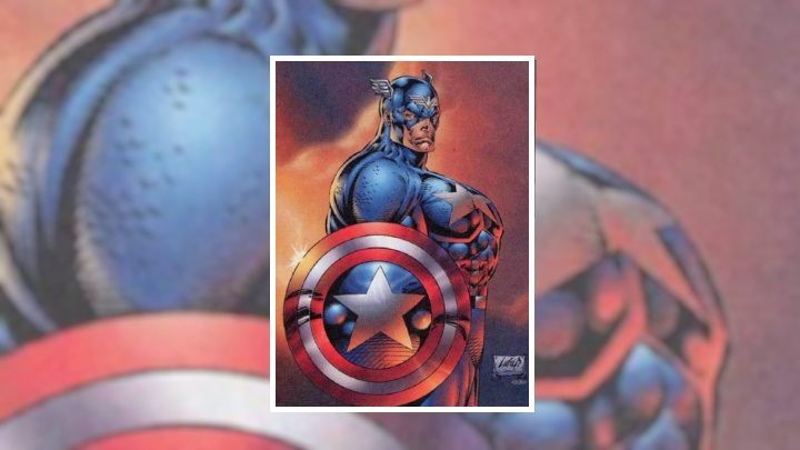 Captain America from the 90s. Author: Rob Liefeld, A Man Who Knew Not How to Draw Feet. - Retrofuturism of Cyberpunk 2077 – How the Setting is Outdated, and Why It Doesn't Matter - dokument - 2019-09-16