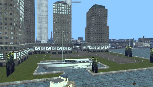 A certain mod to Driver allows seeing the whole map. You can see World Financial Center and the WTC towers here. - 2016-03-10