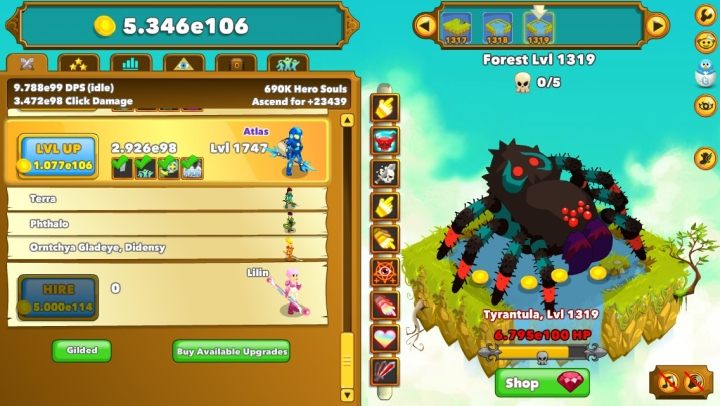 Clicker Heroes. A thoroughly typical clicker. But a well-polished one at that. Almost perfectly, in fact – before I finally decided that enough was enough, the Steam counter showed some 6000+ hrs. - 2018-01-09