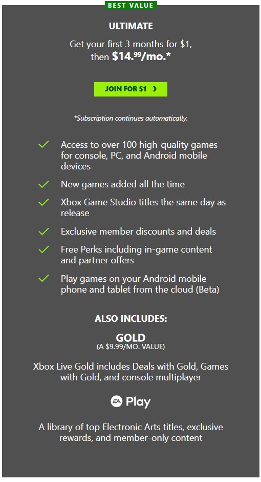 Game Pass Ultimate is a tempting offer for owners of several devices.