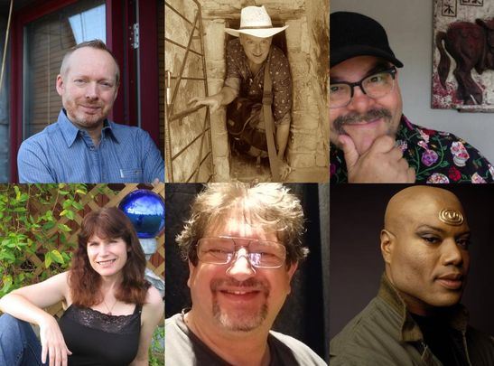 Only six out of over 50 guest appearances. From top left – Chris Birch, Jeff Richard, Mark Rein, Christy Golden, Thomas DePetrillo, and Christopher Judge. - 2019-05-09