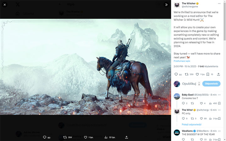 The Witcher 3 will Get an Official Adventure Editor - picture #1