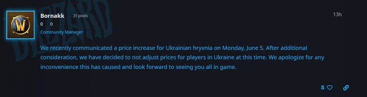 Blizzard Reverses Decision to Raise WoW Prices in Ukraine After Backlash - picture #1
