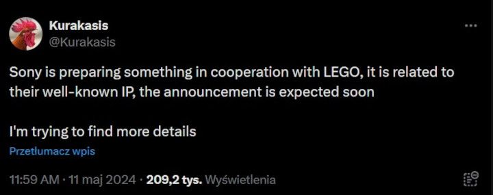 Źródło: X - Podobał wam się zestaw LEGO z Horizon Forbidden West? Wkrótce możecie doczekać się kolejnego - wiadomość - 2024-05-13