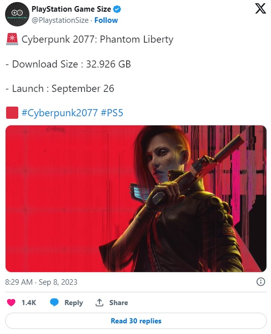 Cyberpunk 2077: Phantom Liberty is a Truly Big Expansion - Size Revealed - picture #1