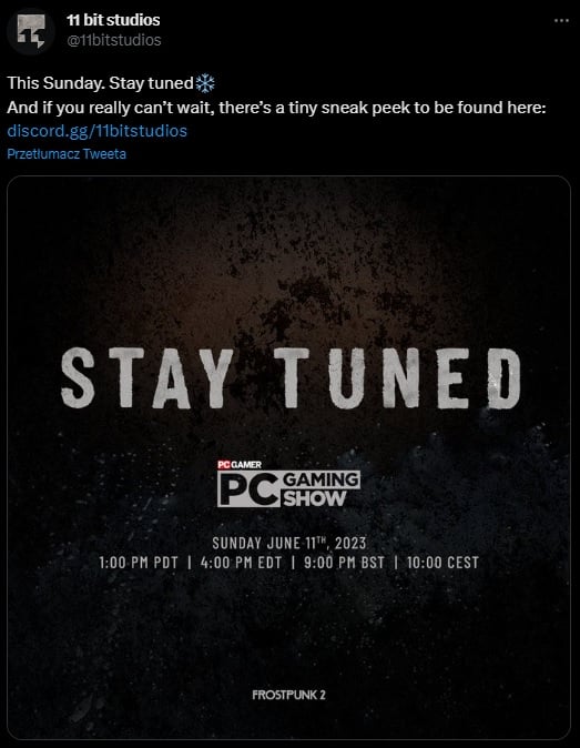 Frostpunk 2 Coming to PC Gaming Show; 11 bit Studios Invites to Show - picture #1