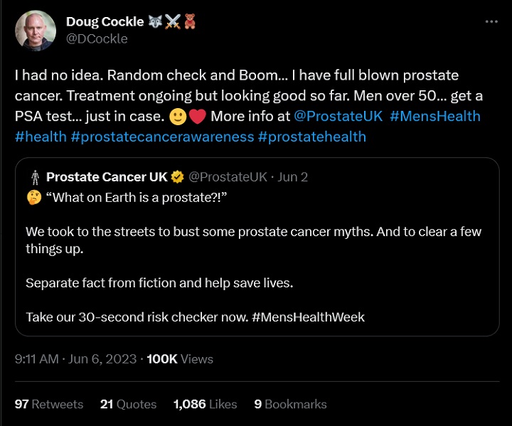 Doug Cockle has Prostate Cancer; Witchers Voice Actor Urges People to Get Checked - picture #1