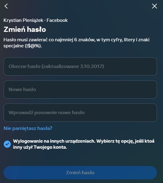 Centrum kont to funkcjonalność, która może nie być dostępna dla wszystkich użytkowników. Źródło: własne / Facebook.