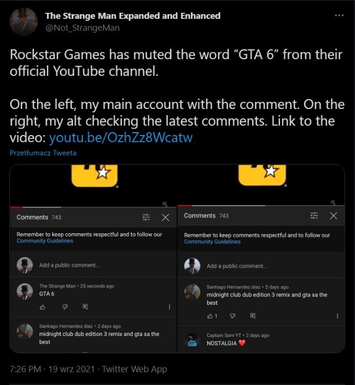 Rockstar is Sick of Poeple Mentioning GTA 6 and Mutes Comments on YouTube - picture #1