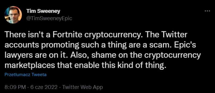 Fortnite Token is a Scam, Warns Tim Sweeney - picture #1