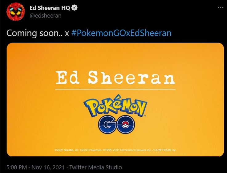 Ed Sheeran in Pokemon GO; Artist Announces In-game Event [UPDATED] - picture #1