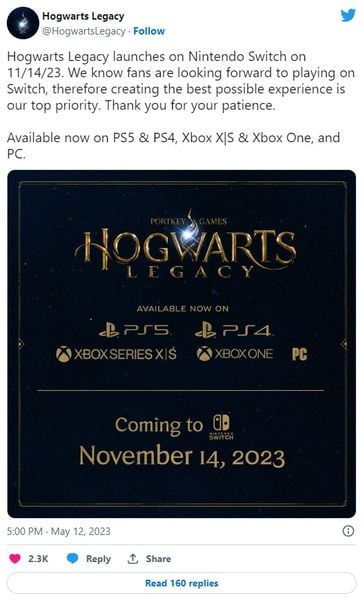 Hogwarts Legacy Leaving Space for Zelda; Switch Version Significantly  Delayed