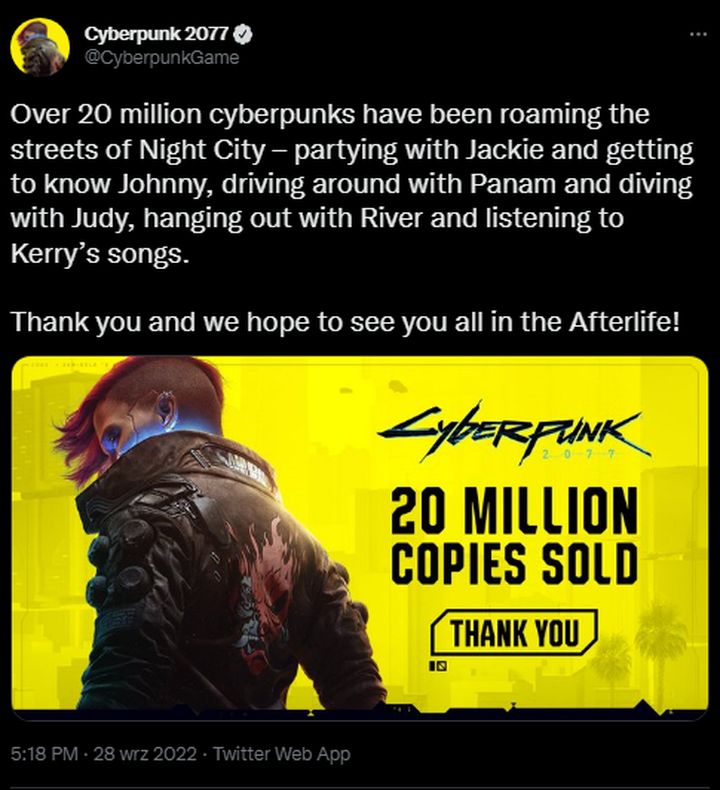 Cyberpunk 2077 Sales Reaching Tens of Millions, New Data Shows - picture #1