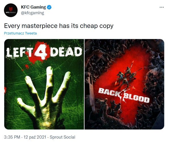 Back 4 Blood Criticized by KFC Gaming; Obsidian Points Out Hipocrisy - picture #1