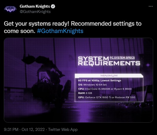 Gotham Knights PC System Requirements - picture #1