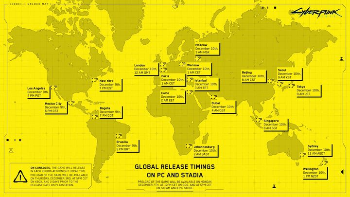 Cyberpunk 2077 Global Launch Schedule Revealed - picture #1
