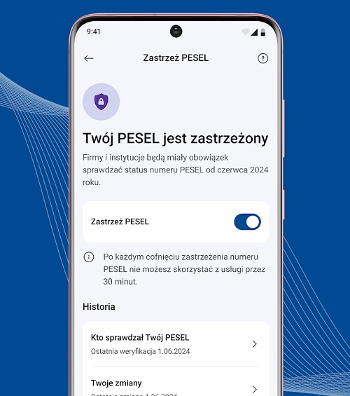 Swój numer PESEL można zastrzec również w aplikacji mObywatel. Źródło: Ministerstwo Cyfryzacji | Google Play.