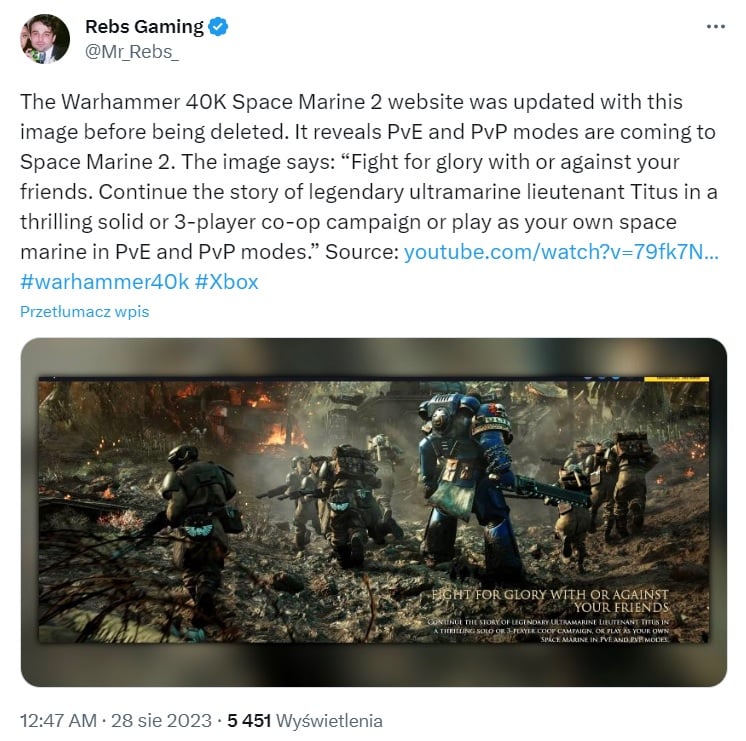 Space Marine 2 Confusion; Devs Quickly Removed Message From Website - picture #1