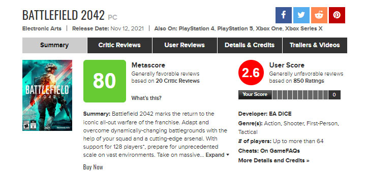 Battlefield 2042 Demolished in User Reviews - picture #1