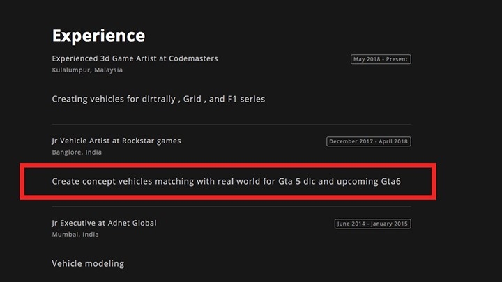 Former Rockstar Employees CV Confirms GTA 6 - picture #2