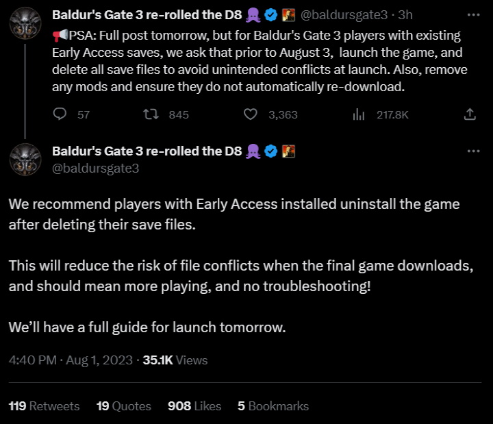 Are you Playing Baldurs Gate 3 in Early Access? Better Delete Your Saves Before Launch - picture #1
