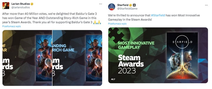 Steam Awards Results; Baldurs Gate 3 is GotY, Starfield Most Innovative - picture #1