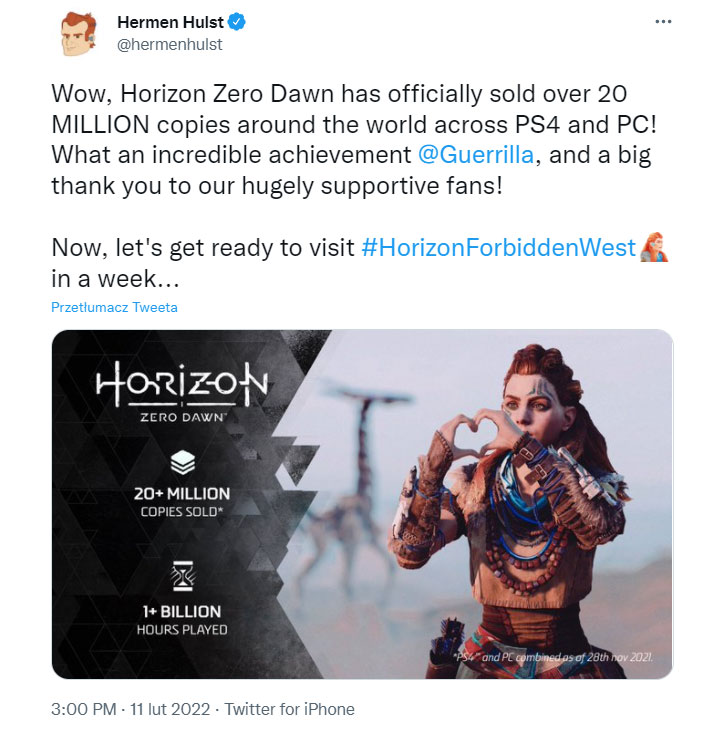 Horizon: Zero Dawn Sales Exceed 20 Million Copies - picture #1