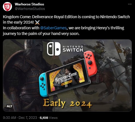Kingdom Come: Deliverance Coming to Switch in Early 2024; First Screenshots - picture #1