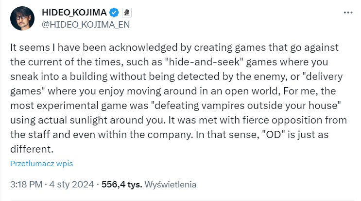 Hideo Kojima Confirms OD Will be a Strange and Unconventional Game - picture #1