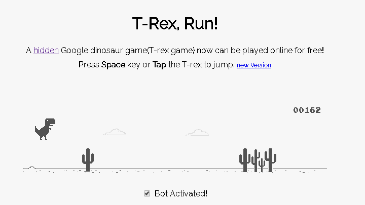 activate Bot in chrome's dino game in android 