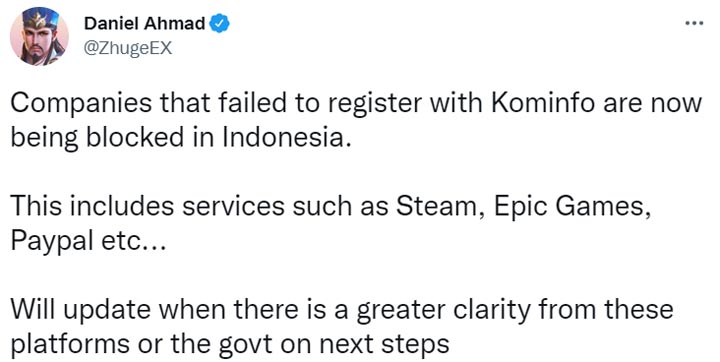 Indonesia Cuts Off Access to Steam, Epic Games Store and Other Online Stores [UPDATED] - picture #2