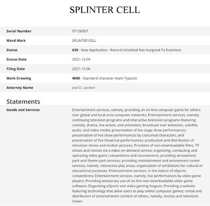 New Splinter Cell Approaching? Ubisoft Registers a Trademark - picture #1