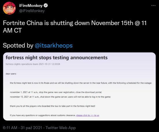 End of Fortnite in China; Servers Will be Shut Down Soon - picture #1