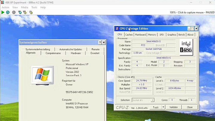 Doświadczenie polegające na uruchomieniu Windowsa XP na układzie i486SX. Źródło: Dietmar - Windows XP uruchomiony na sprzęcie przestarzałym o 10 lat. Entuzjasta PC dowiódł, że to możliwe - wiadomość - 2024-05-20