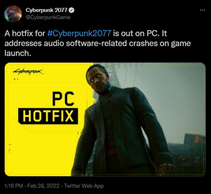 Cyberpunk 2077 PC Gets a Patch Fixing Audio Software Issues - picture #1