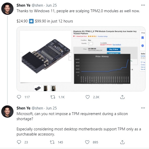 TPM 2.0 Module Scalping Begins; Windows 11 to Blame - picture #2
