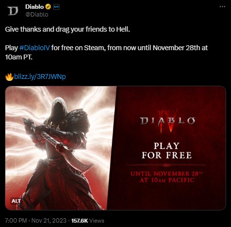 Play Diablo 4 for Free on Steam; Give Thanks and Drag Your Friends to Hell - picture #1