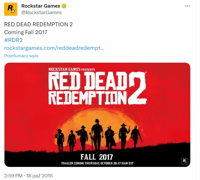 Red Dead Redemption 2 announced for PC, coming to Rockstar Games