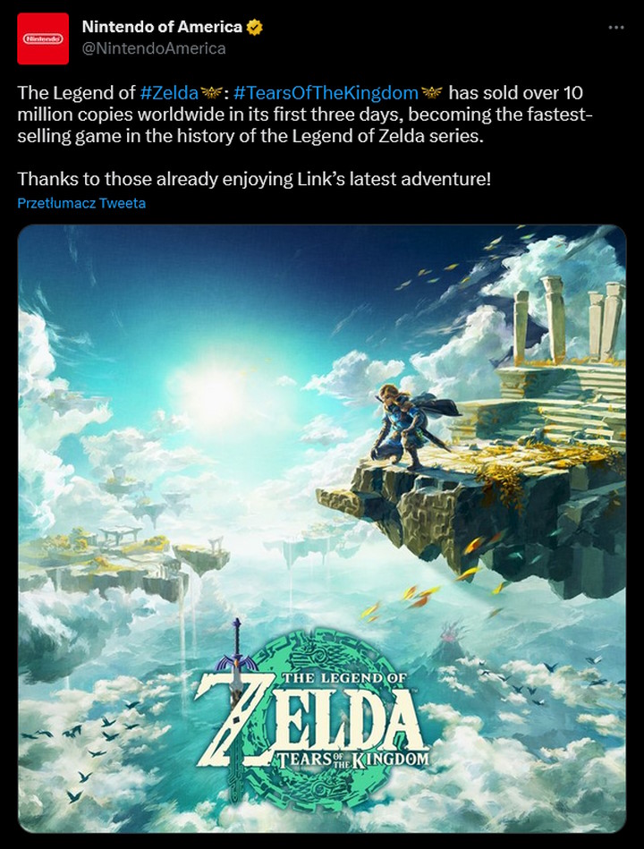 Impressive Sales of Zelda: Tears of the Kingdom; Nintendo Proud - picture #1