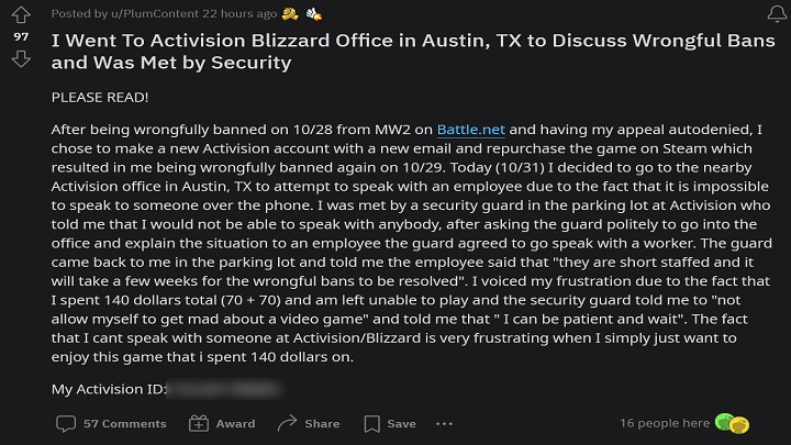 CoD Player Visited Activision to Complain About Ban - picture #1