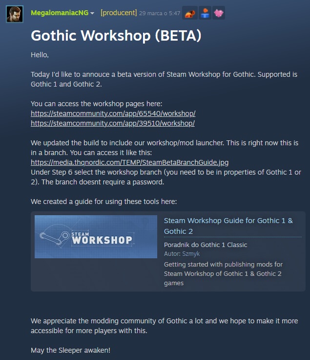 Gothic and Gothic 2 Now With Steam Workshop Support - picture #1