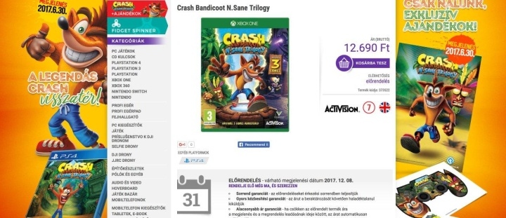 Crash Bandicoot N. Sane Trilogy Xbox One version listed in an online store - picture #1
