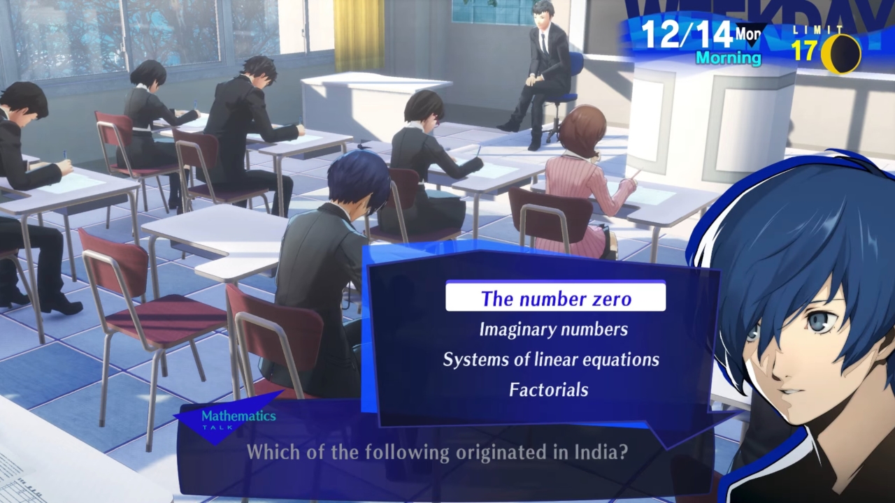 12/14 Exam Question, Persona 3 Reload, developer: Atlus - Persona 3 Reload (P3R) - All Classroom and Test Answers - news - 2024-03-05